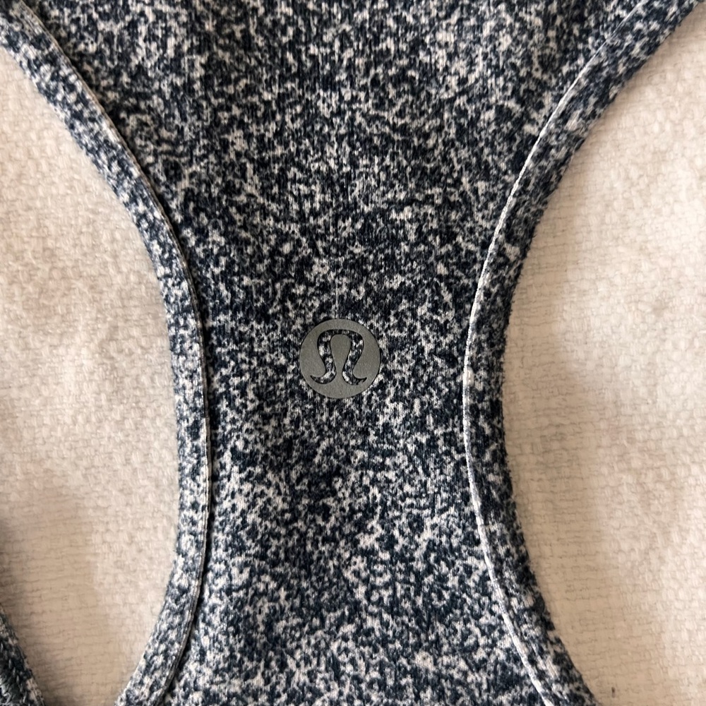 Lululemon Racerback Tank Top Black Gray Speckled | Built-In Bra | Size 6